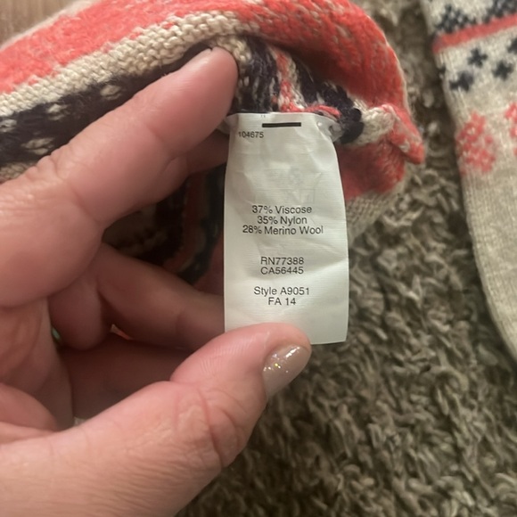 J. Crew Factory Fair Isle Crew Neck Sweater Beige Women's Medium Merino Wool - Picture 5 of 5